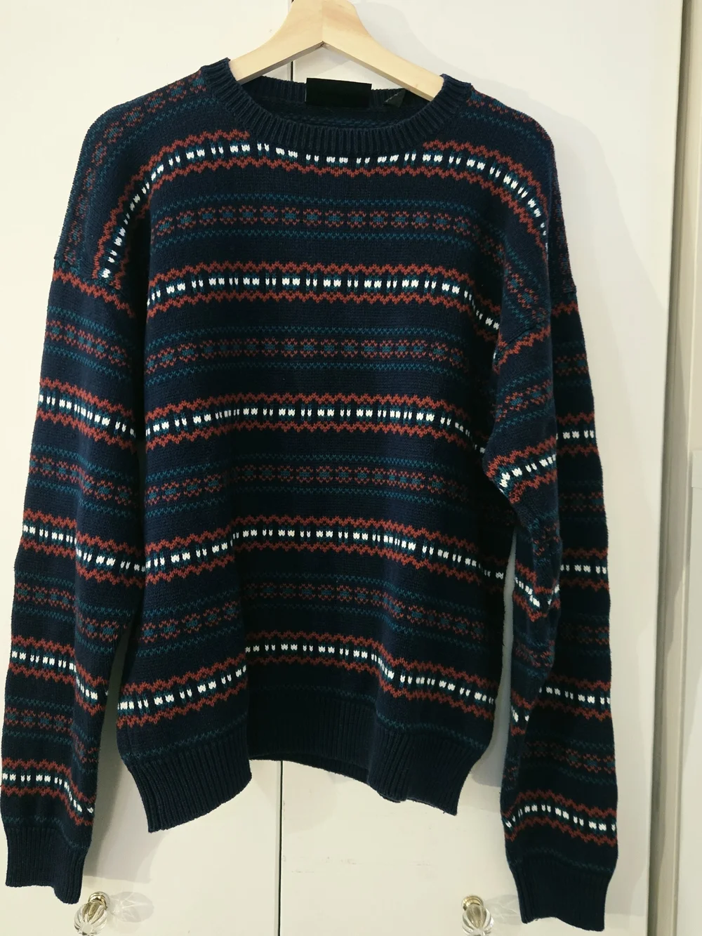 Rare Vintage Britches of Georgetowne Geometric Knit Crewneck Navy / Red
